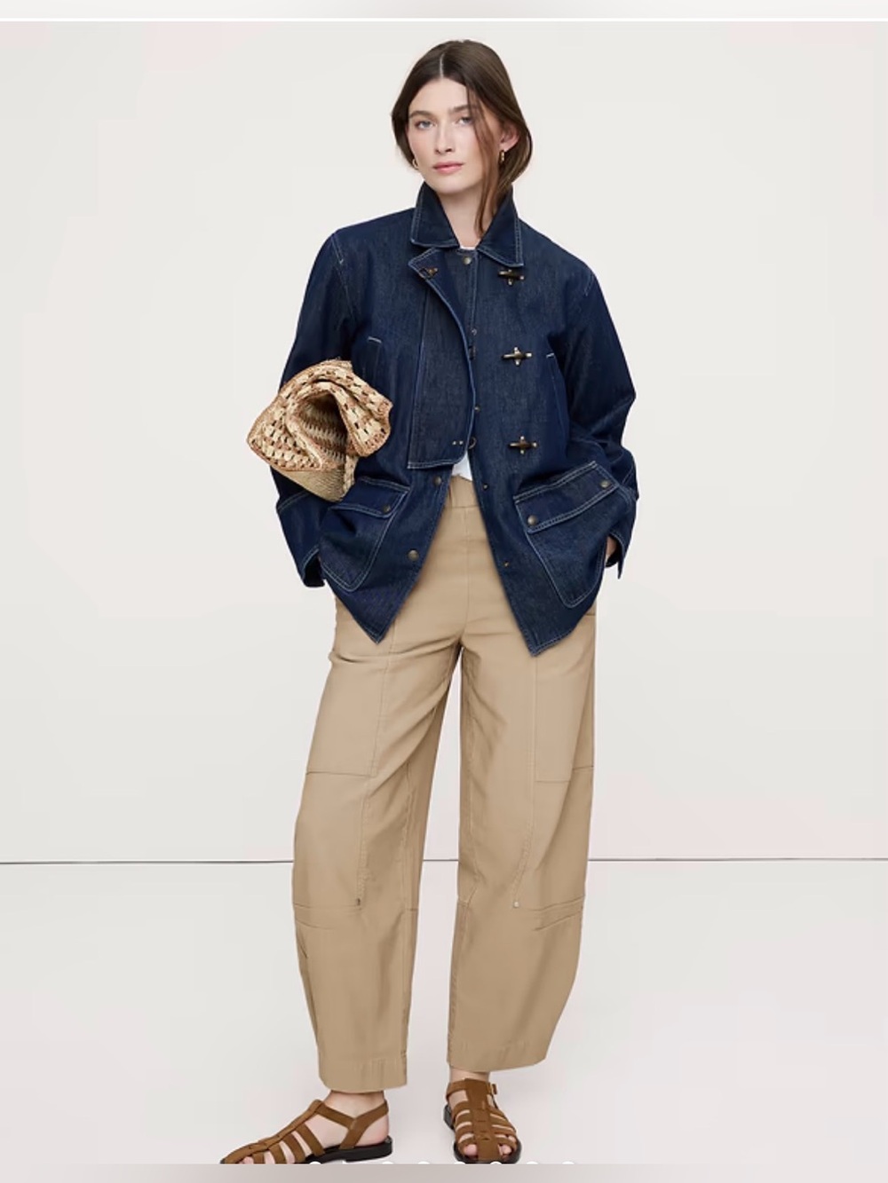 Banana Republic cotton mid rise barrel leg pants